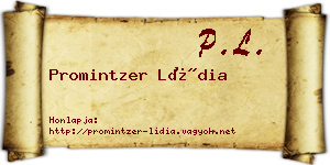 Promintzer Lídia névjegykártya